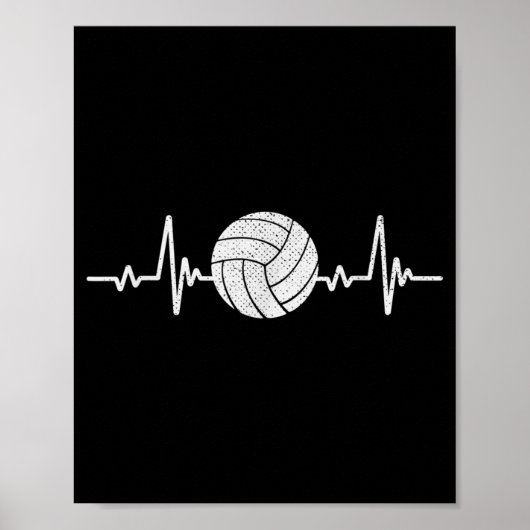 Volleyball Lover Heartbeat  Retro Volleybal Poster (Voorkant)