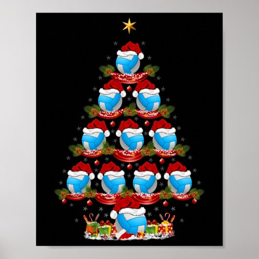 Volleyball Lover Xmas Holiday Volleyball Kerstbal Poster (Voorkant)