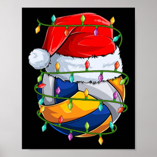Volleyball Lover Xmas lampjes Santa Volleyball Chr Poster