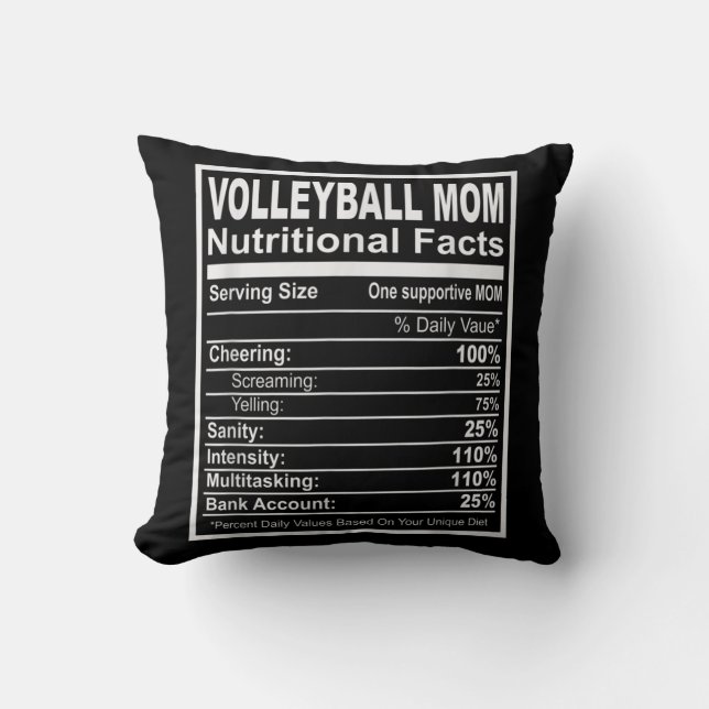 Volleyball Ma Nutritional Facts Kussen (Voorkant)