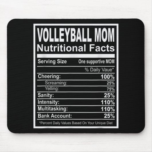 Volleyball Ma Nutritional Facts Muismat (Voorkant)