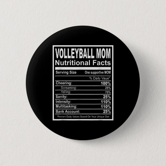Volleyball Ma Nutritional Facts Ronde Button 5,7 Cm (Voorkant)