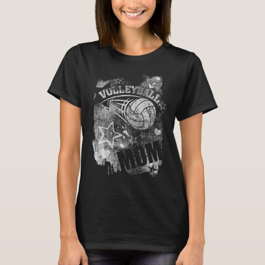 Volleyball mama, Black Grunge Volleyball T-shirt (Voorkant)