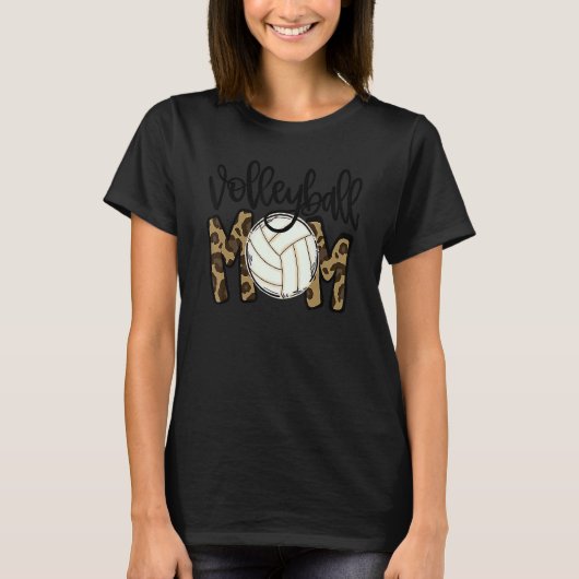 Volleyball mama Leopard Ball Moederdag T-shirt (Voorkant)