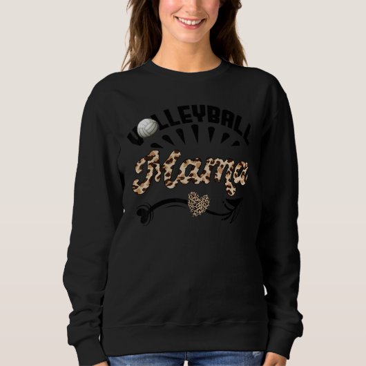 Volleyball Mama Leopard Ball Mom Mother's Day Trui (Voorkant)
