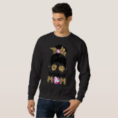 Volleyball mama Leopard Messy Bun Ball mama's Trui (Voorkant volledig)