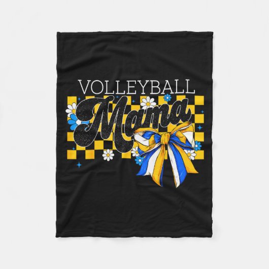 Volleyball Mama Mom Game Day Retro Flower Coquette Fleece Deken (Voorkant)