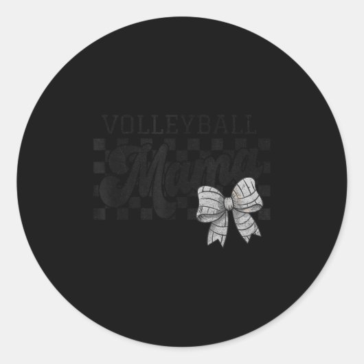 Volleyball Mama Mom Game Day Retro Volleyball Coqu Ronde Sticker (Voorkant)