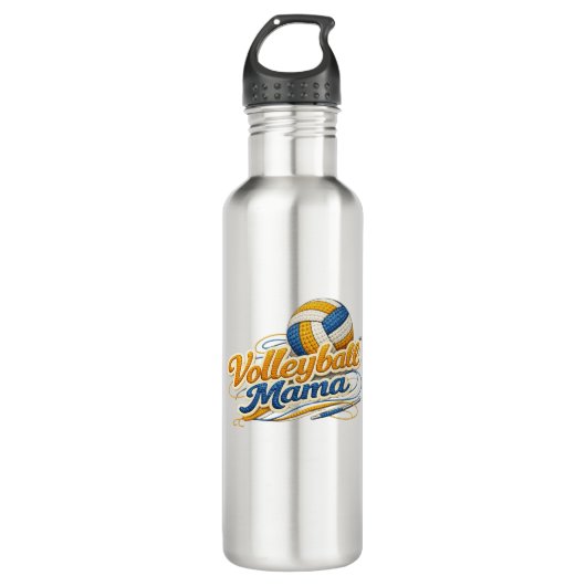 Volleyball Mama Water Bottle (Retro Script) Waterfles (Voorkant)