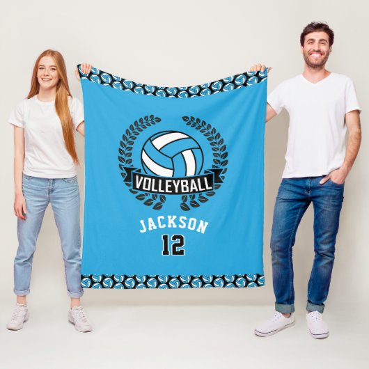 Volleyball met DIY-nummer - Babyblauw Fleece Deken (In situ)