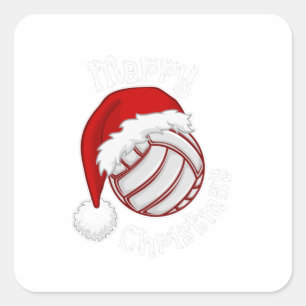 Volleyball met kerstdruk voor kerstmis vierkante sticker