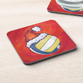 Volleyball met kerstPet Bier Onderzetter (Linkerzijde)