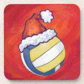 Volleyball met kerstPet Bier Onderzetter (Voorkant)