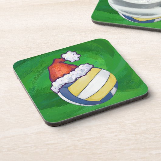 Volleyball met kerstPet Bier Onderzetter (Linkerzijde)