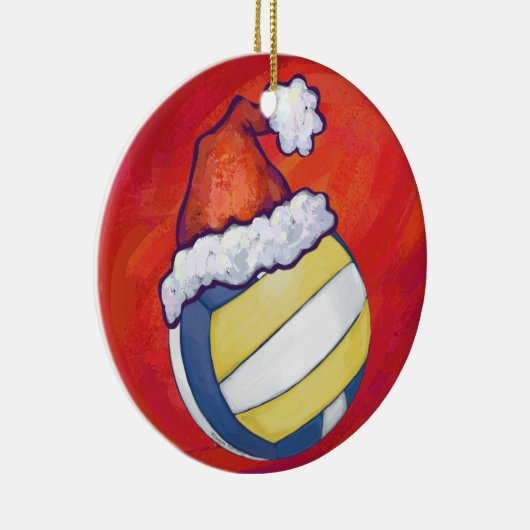 Volleyball met kerstPet Keramisch Ornament (Rechts)
