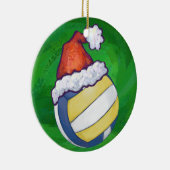 Volleyball met kerstPet Keramisch Ornament (Rechts)
