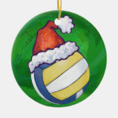 Volleyball met kerstPet Keramisch Ornament (Voorkant)