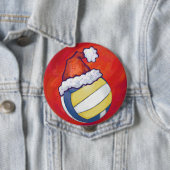 Volleyball met kerstPet Ronde Button 4,0 Cm (In situ)