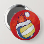 Volleyball met kerstPet Ronde Button 4,0 Cm (Voorkant /achterkant)