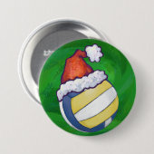 Volleyball met kerstPet Ronde Button 7,6 Cm (Voorkant /achterkant)