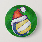 Volleyball met kerstPet Ronde Button 7,6 Cm (Voorkant)