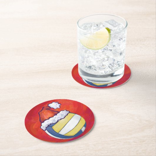 Volleyball met kerstPet Ronde Kartonnen Onderzetter (Insitu)