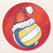Volleyball met kerstPet Ronde Kartonnen Onderzetter (Voorkant)