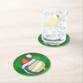 Volleyball met kerstPet Ronde Kartonnen Onderzetter (Insitu)