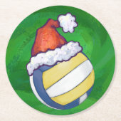 Volleyball met kerstPet Ronde Kartonnen Onderzetter (Voorkant)