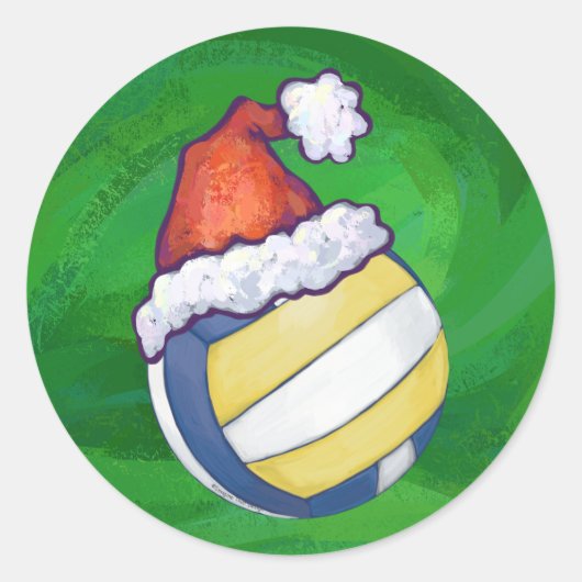 Volleyball met kerstPet Ronde Sticker (Voorkant)