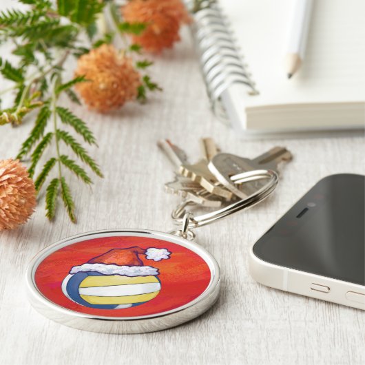 Volleyball met kerstPet Sleutelhanger (Zijkant)