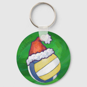 Volleyball met kerstPet Sleutelhanger