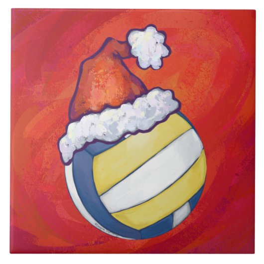 Volleyball met kerstPet Tegeltje (Voorkant)