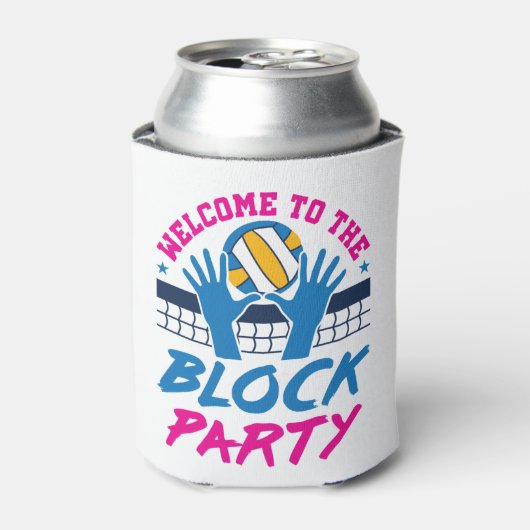 Volleyball Middle Blocker Welkom bij Block Party Blikjeskoeler (Blikje Voorkant)