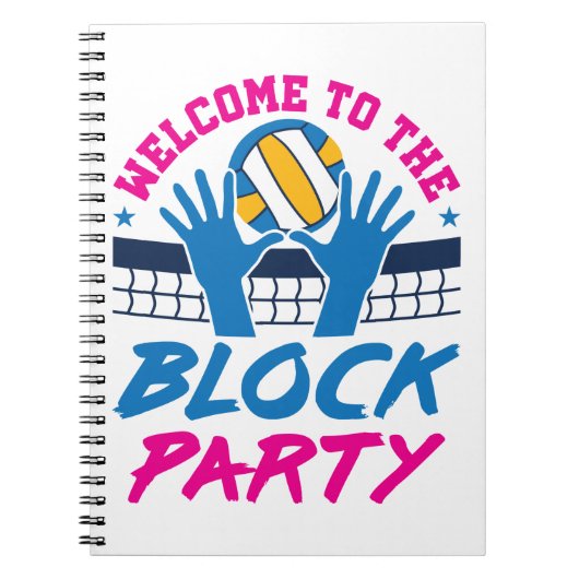 Volleyball Middle Blocker Welkom bij Block Party Notitieboek (Voorkant)
