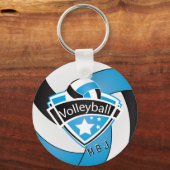 Volleyball - Monogram - Baby Blue, White en Black Sleutelhanger (Voorkant)