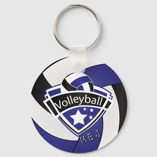 Volleyball - Monogram - Donkerblauw, wit en zwart Sleutelhanger (Voorkant)