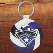 Volleyball - Monogram - Donkerblauw, wit en zwart Sleutelhanger (Voorkant)