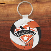 Volleyball - Monogram - Oranje, wit en zwart Sleutelhanger (Voorkant)