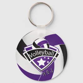 Volleyball - Monogram - Paars, wit en zwart Sleutelhanger