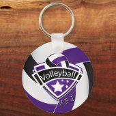 Volleyball - Monogram - Paars, wit en zwart Sleutelhanger (Voorkant)