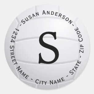 Volleyball Monogram Return Address Label