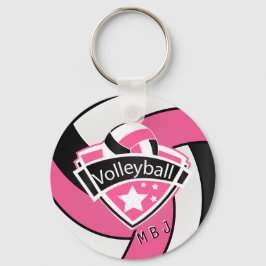 Volleyball - Monogram - Roze, wit en zwart Sleutelhanger