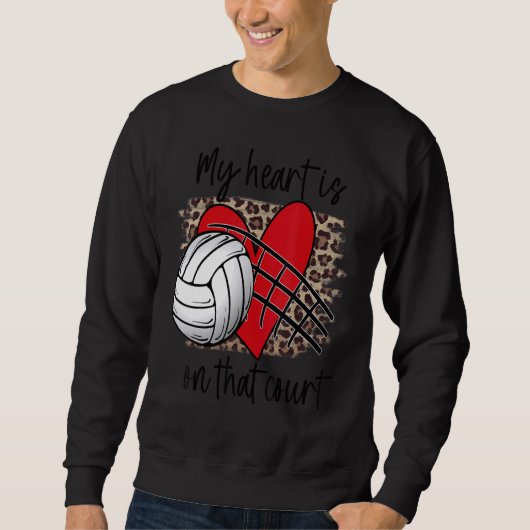 Volleyball My Heart is on that Court Leopard Volle Trui (Voorkant)