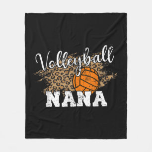 Volleyball Nana Leopard Fun Volleyball Nana Fleece Deken