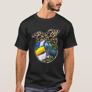 Volleyball Nana Leopard Messy Bun T-shirt