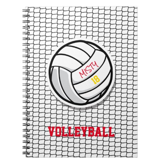 Volleyball Net Custom Player Name Number Ball Notitieboek (Voorkant)