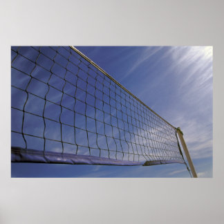 Volleyball Net tegen Blue Cloudy Sky Poster
