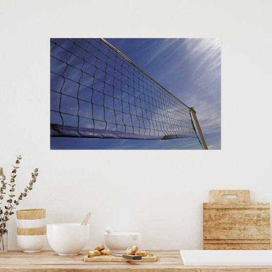 Volleyball Net tegen Blue Cloudy Sky Poster (Keuken)