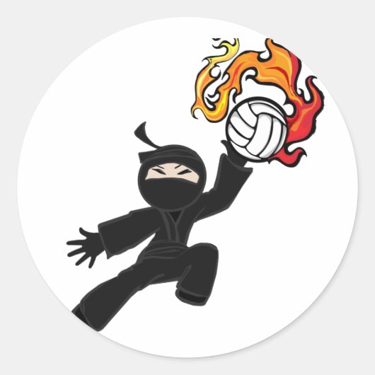 Volleyball Ninja Ronde Sticker (Voorkant)